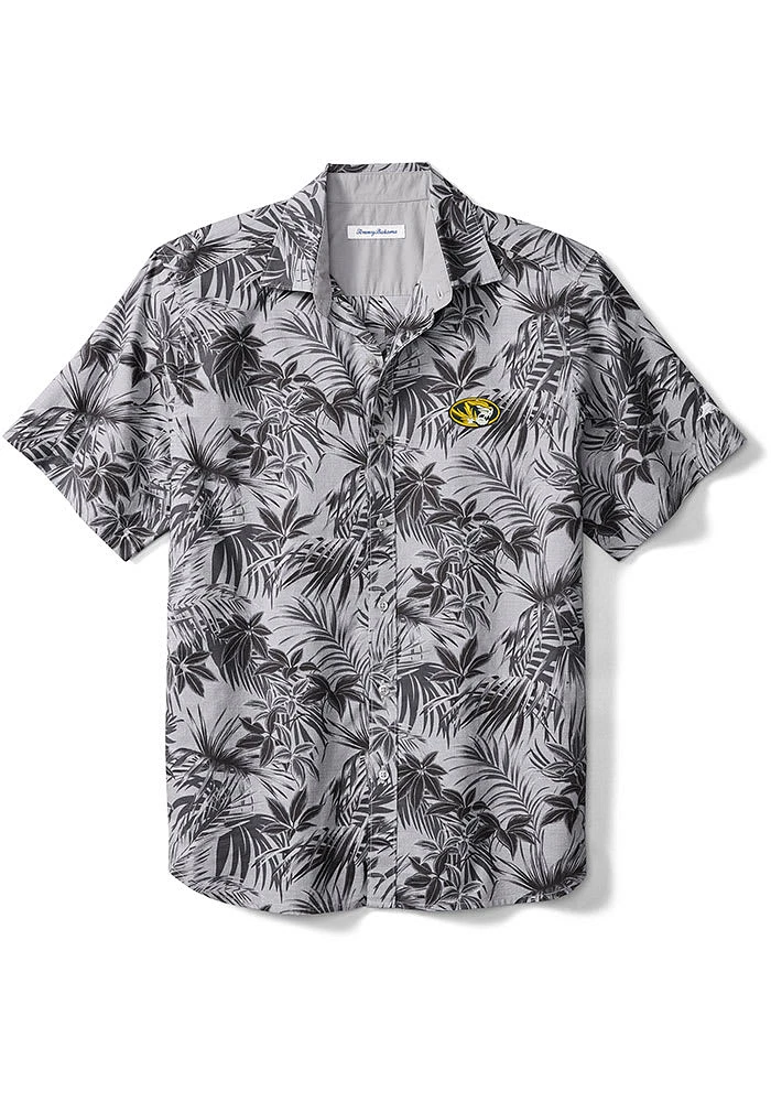 Tommy Bahama Missouri Tigers Mens Black Sport Printed Reign Forest Fronds Short Sleeve Dress Shirt