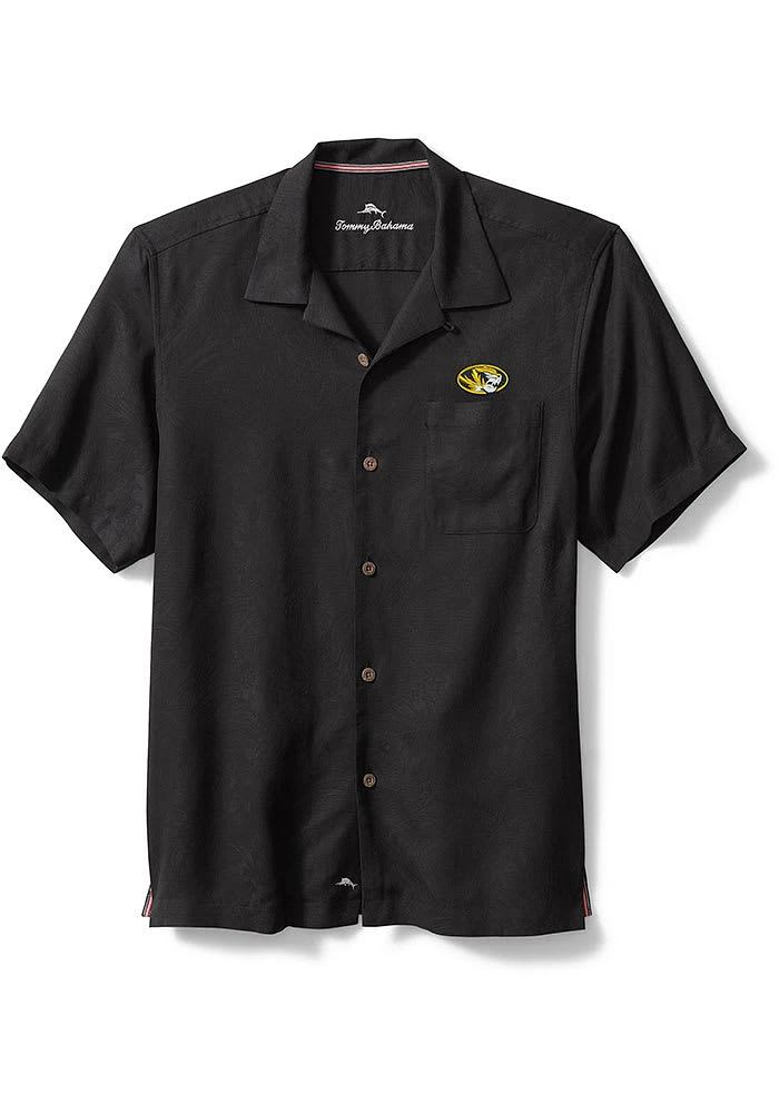 Tommy Bahama Missouri Tigers Mens Black Sport Tropic Isles Camp Short Sleeve Dress Shirt