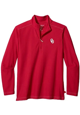 Tommy Bahama Oklahoma Sooners Mens Red Emfielder Long Sleeve Qtr Zip Fashion Pullover