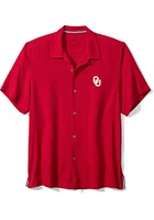 Tommy Bahama Oklahoma Sooners Mens Red Sport Tropic Isles Camp Short Sleeve Dress Shirt