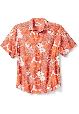 Tommy Bahama Oklahoma State Cowboys Mens Orange Coconut Point Playa Flora Short Sleeve Dress Shirt