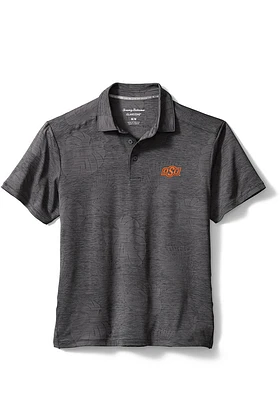 Tommy Bahama Oklahoma State Cowboys Mens Black Palm Coast Delray Frond Short Sleeve Fashion Polo