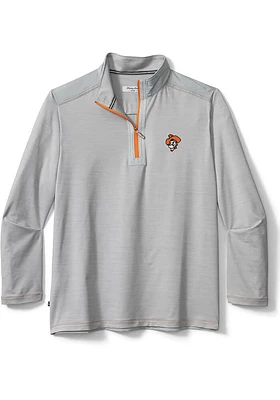 Tommy Bahama Oklahoma State Cowboys Mens Grey Sport On Deck Long Sleeve Qtr Zip Pullover