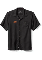 Tommy Bahama Oklahoma State Cowboys Mens Black Sport Tropic Isles Camp Short Sleeve Dress Shirt