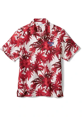 Tommy Bahama SMU Mustangs Mens Red Sport Harbor Island Hibiscus Silk Camp Short Sleeve Dress Shirt