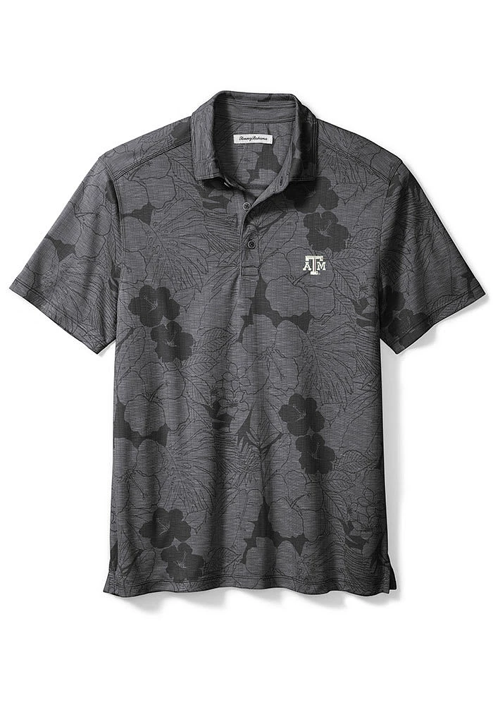 Tommy Bahama Texas A&M Aggies Mens Charcoal Miramar Blooms Short Sleeve Fashion Polo