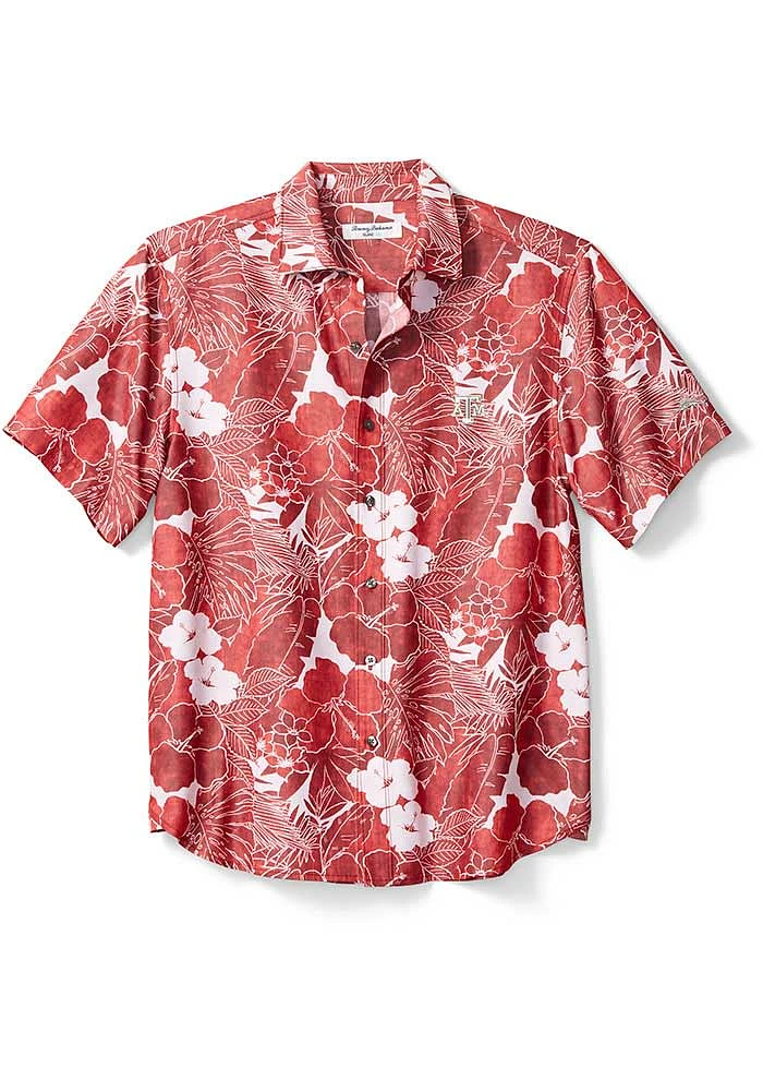 Tommy Bahama Texas A&M Aggies Mens Maroon Coconut Point Playa Flora Short Sleeve Dress Shirt