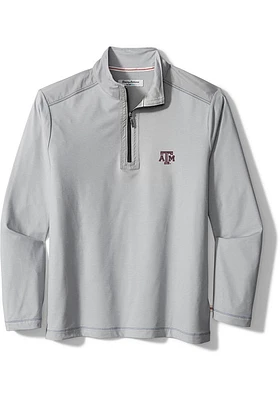 Tommy Bahama Texas A&M Aggies Mens Grey Sport On Deck Long Sleeve Qtr Zip Pullover
