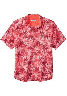 Tommy Bahama Texas Tech Red Raiders Mens Sport Printed Reign Forest Fronds Short Sleeve Dress..