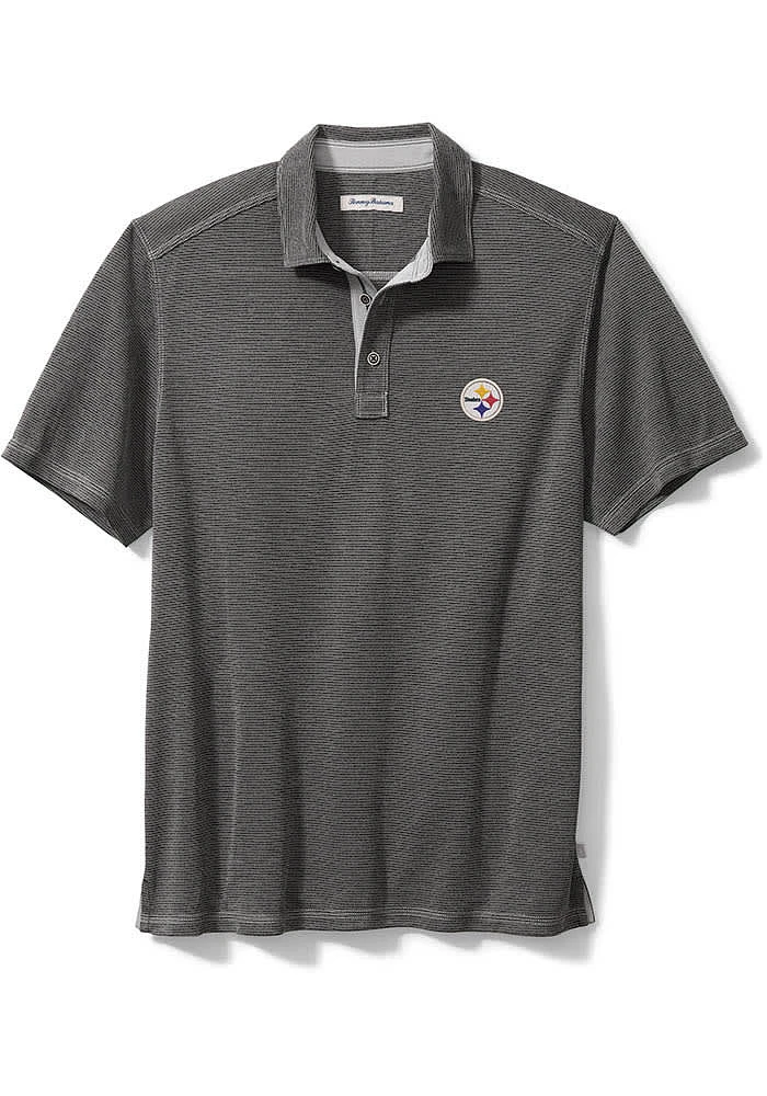 Tommy Bahama Pittsburgh Steelers Mens Black SPORT PARADISO COVE Short Sleeve Fashion Polo