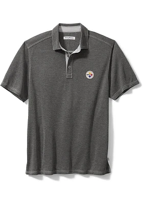 Tommy Bahama Pittsburgh Steelers Mens Black SPORT PARADISO COVE Short Sleeve Fashion Polo