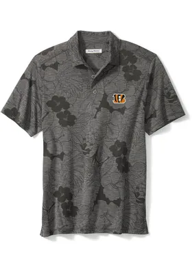 Tommy Bahama Cincinnati Bengals Mens Black MIRAMAR BLOOMS Short Sleeve Polo