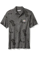 Tommy Bahama Pittsburgh Steelers Mens Black MIRAMAR BLOOMS Short Sleeve Fashion Polo