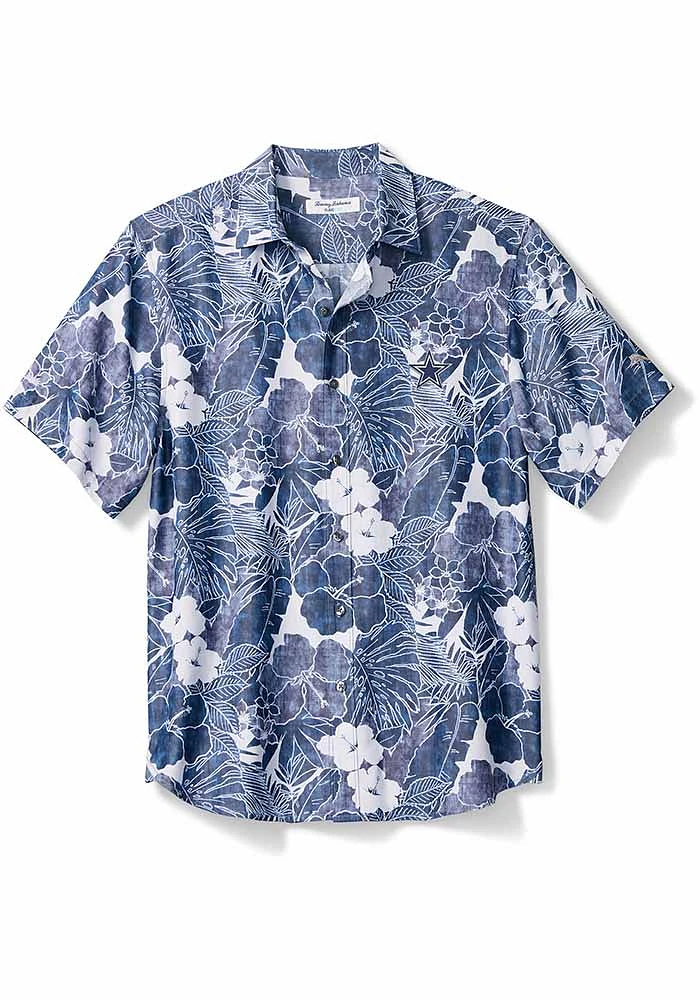 Tommy Bahama Dallas Cowboys Mens Navy Blue SPORT COCONUT POINT PLAYA Short Sleeve Dress Shirt