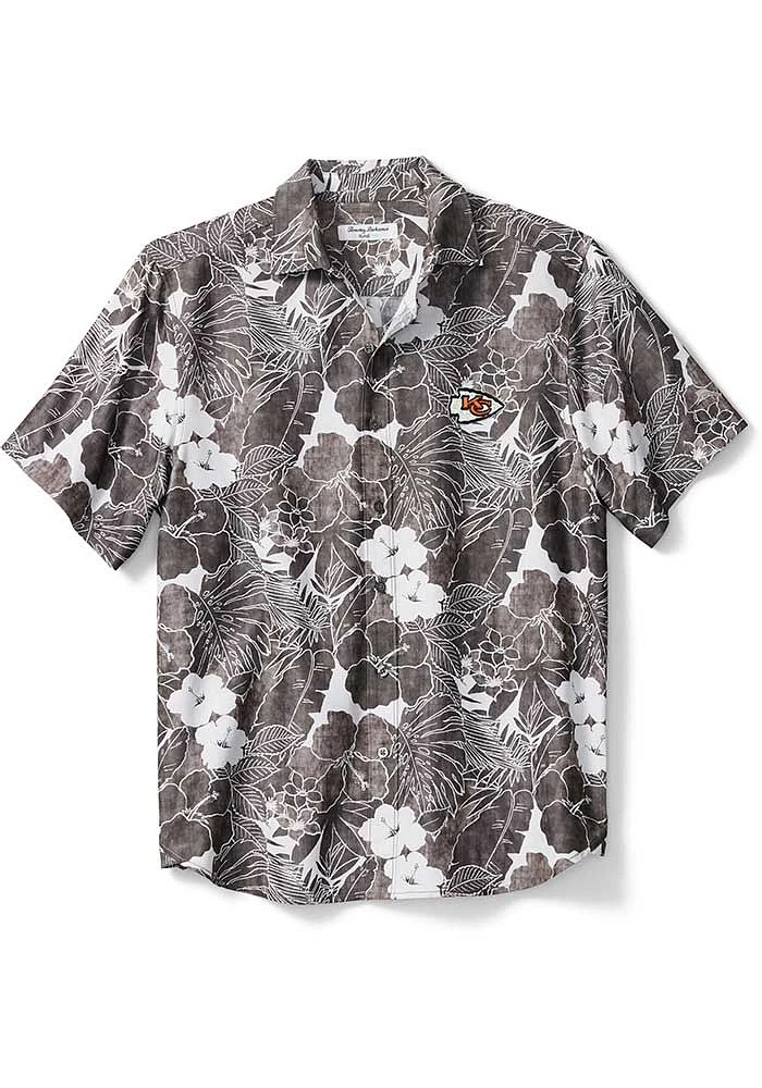 Tommy Bahama Kansas City Chiefs Mens Black SPORT COCONUT POINT PLAYA Short Sleeve Dress Shirt