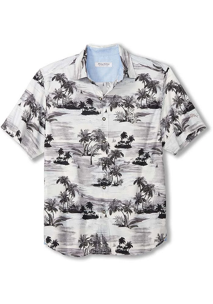Tommy Bahama Chicago White Sox Mens Black Sport Tropical Horizons Shirt Short Sleeve Dress