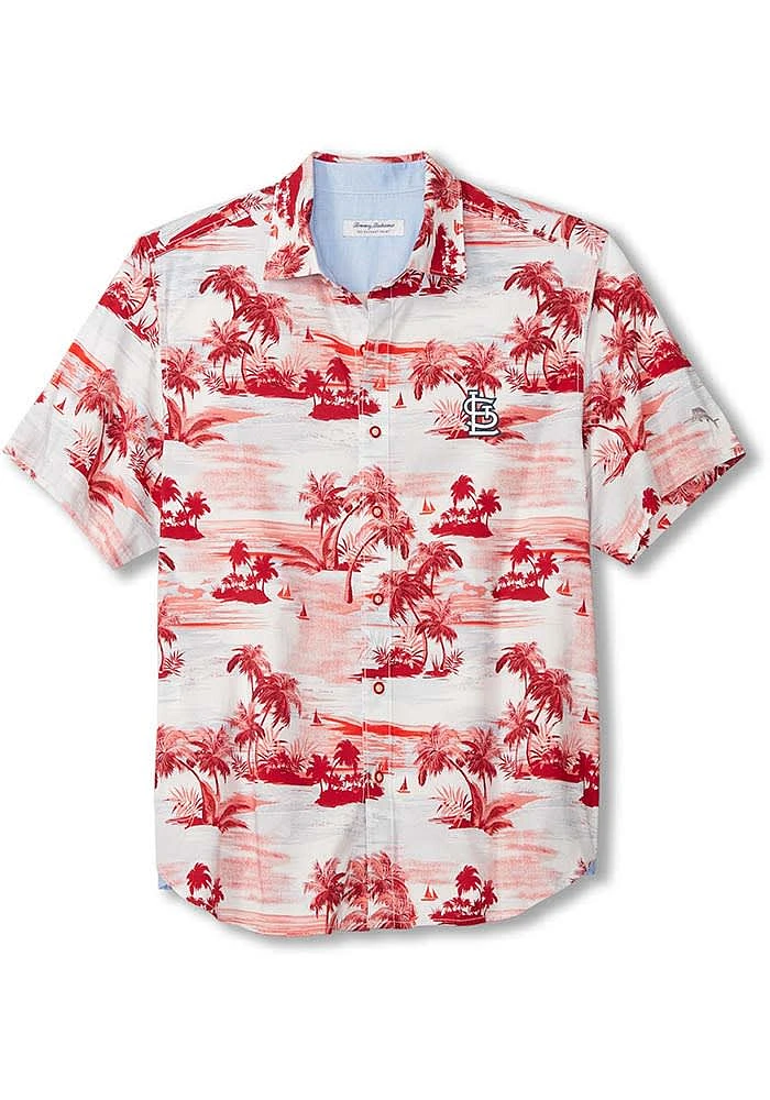 Tommy Bahama St Louis Cardinals Mens Red Sport Tropical Horizons Shirt Short Sleeve Dress