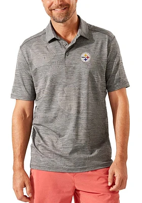 Tommy Bahama Pittsburgh Steelers Mens Grey DELRAY FROND Short Sleeve Fashion Polo