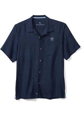 Tommy Bahama Dallas Cowboys Mens Navy Blue Tropic Isles Short Sleeve Dress Shirt