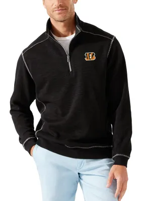 Tommy Bahama Cincinnati Bengals Mens Black Tobago Bay Long Sleeve Qtr Zip Pullover