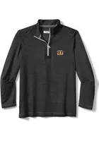 Tommy Bahama Cincinnati Bengals Mens Black On Deck Long Sleeve Qtr Zip Pullover