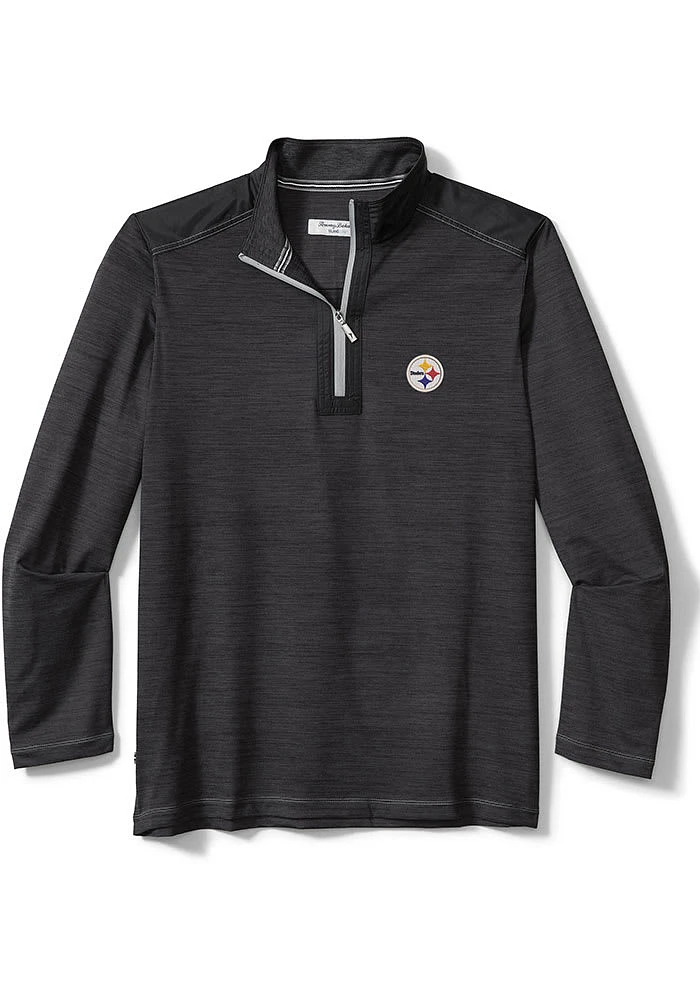 Tommy Bahama Pittsburgh Steelers Mens Black On Deck Long Sleeve Qtr Zip Pullover