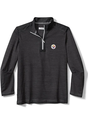 Tommy Bahama Pittsburgh Steelers Mens Black On Deck Long Sleeve Qtr Zip Pullover