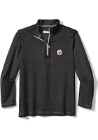 Tommy Bahama Pittsburgh Steelers Mens Black On Deck Long Sleeve Qtr Zip Pullover
