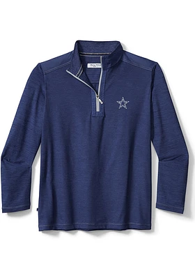 Tommy Bahama Dallas Cowboys Mens Navy Blue On Deck Long Sleeve Qtr Zip Pullover
