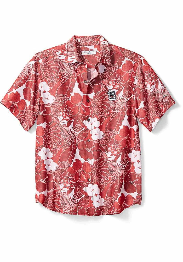 Tommy Bahama St Louis Cardinals Mens Red Sport Coconut Point Playa Flora Shirt Short Sleeve Dress..