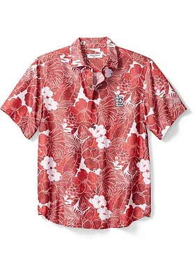 Tommy Bahama St Louis Cardinals Mens Red Sport Coconut Point Playa Flora Shirt Short Sleeve Dress..