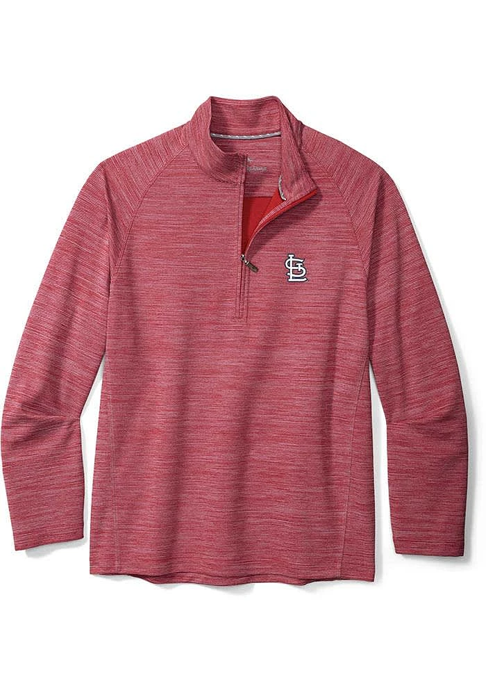 Tommy Bahama St Louis Cardinals Mens Red Play Action Long Sleeve Qtr Zip Pullover