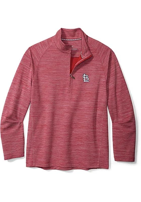 Tommy Bahama St Louis Cardinals Mens Red Play Action Long Sleeve Qtr Zip Pullover