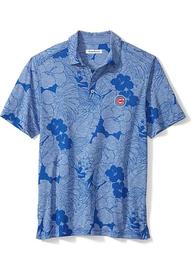 Tommy Bahama Chicago Cubs Mens Light Blue Miramar Blooms Short Sleeve Fashion Polo