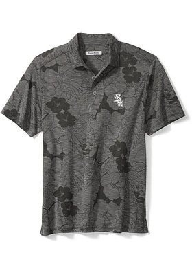Tommy Bahama Chicago White Sox Mens Black Miramar Blooms Short Sleeve Polo