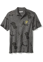 Tommy Bahama Pittsburgh Pirates Mens Charcoal Miramar Blooms Short Sleeve Fashion Polo