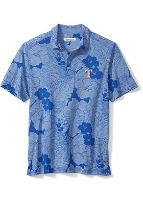 Tommy Bahama Texas Rangers Mens Light Blue Miramar Blooms Short Sleeve Fashion Polo