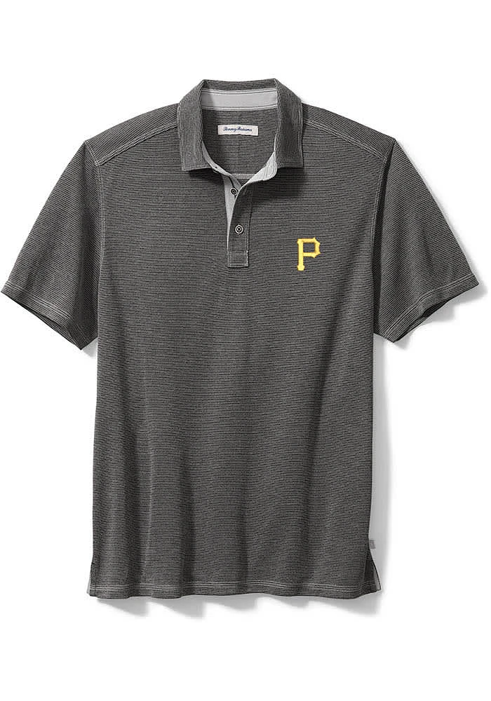Tommy Bahama Pittsburgh Pirates Mens Black Sport Paradiso Cove Short Sleeve Fashion Polo