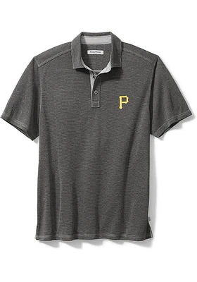 Tommy Bahama Pittsburgh Pirates Mens Black Sport Paradiso Cove Short Sleeve Fashion Polo