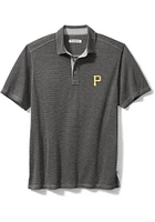 Tommy Bahama Pittsburgh Pirates Mens Black Sport Paradiso Cove Short Sleeve Fashion Polo