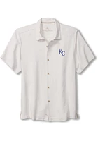 Tommy Bahama Kansas City Royals Mens Ivory Sport Tropic Isles Camp Short Sleeve Dress Shirt