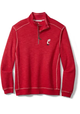 Tommy Bahama Cincinnati Bearcats Mens Red Sport Tobago Bay Long Sleeve 1/4 Zip Pullover