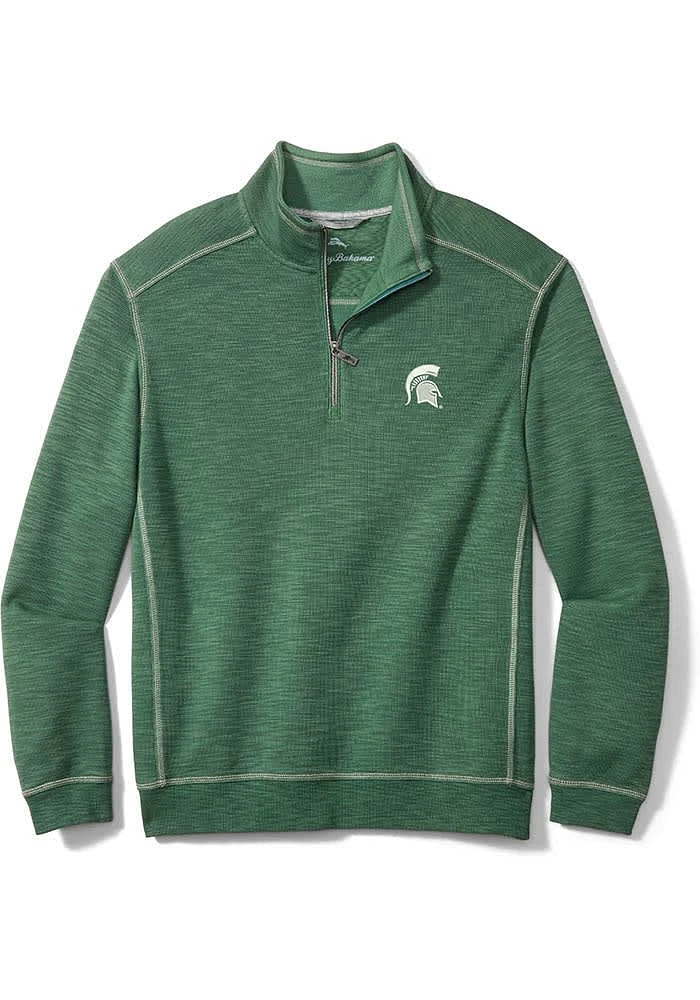 Tommy Bahama Michigan State Spartans Mens Green Sport Tobago Bay Long Sleeve Qtr Zip Pullover