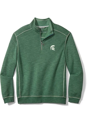 Tommy Bahama Michigan State Spartans Mens Green Sport Tobago Bay Long Sleeve Qtr Zip Pullover