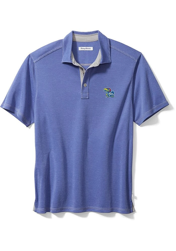 Tommy Bahama Kansas Jayhawks Mens Blue Sport Paradiso Cove Short Sleeve Fashion Polo