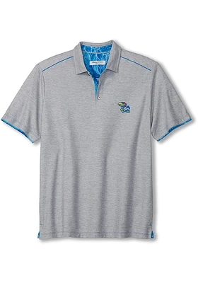 Tommy Bahama Kansas Jayhawks Mens Grey Sport Tailgater Short Sleeve Fashion Polo