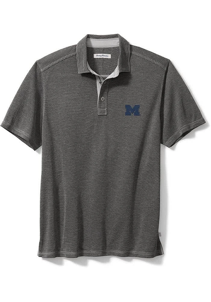 Tommy Bahama Michigan Wolverines Mens Grey Sport Paradiso Cove Short Sleeve Fashion Polo