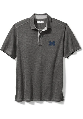 Tommy Bahama Michigan Wolverines Mens Grey Sport Paradiso Cove Short Sleeve Fashion Polo