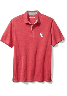 Tommy Bahama Oklahoma Sooners Mens Red Sport Paradiso Cove Short Sleeve Fashion Polo