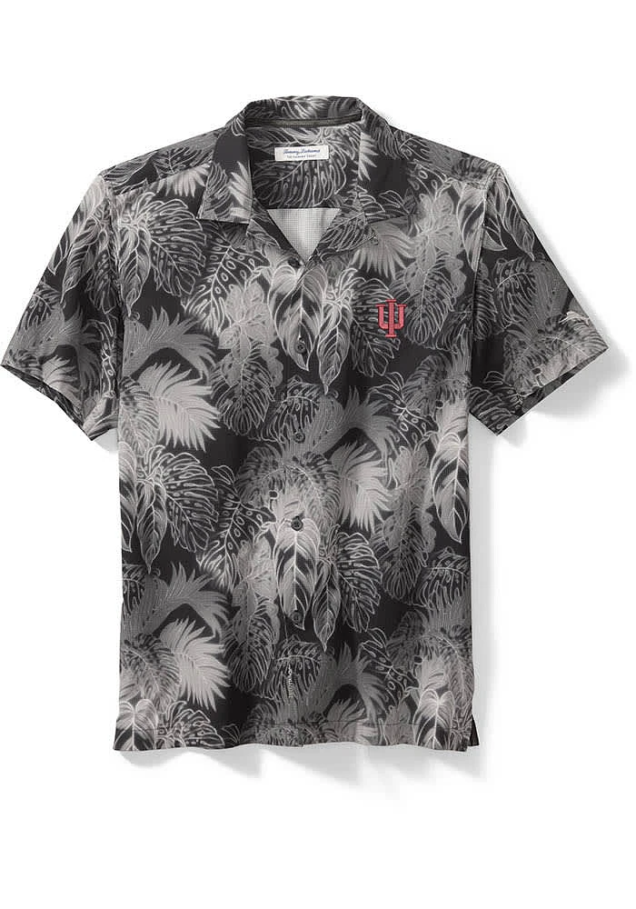 Tommy bahama Indiana Hoosiers Mens Black Sport Coast Luminescent Fronds Camp Short Sleeve D..